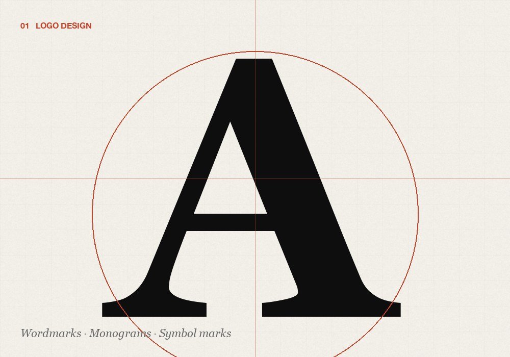 Custom logo design services — wordmarks, monograms and symbol marks by Aryan Design Studio